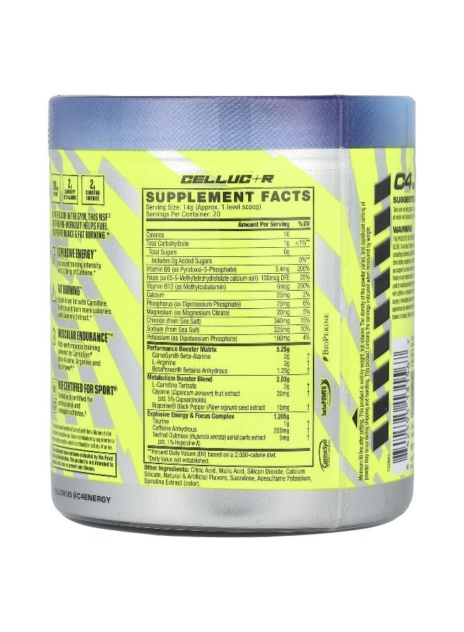 C4  Cellucor C4 / سيلكور، C4 سبورت ريبيد، قبل التمرين، مخروط الثلج القطبي، 9.9 أونصة (280 غرام) - Image 2