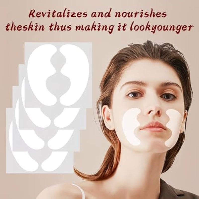 8pcs 4 sheets white Crescent-shaped Facial Contouring Patches, Designed to Fit the Cheek Area and Improve Facial Lines. Made with Skin-friendly, Breathable Fabric for Gentle, Non-irritating Use - Image 2