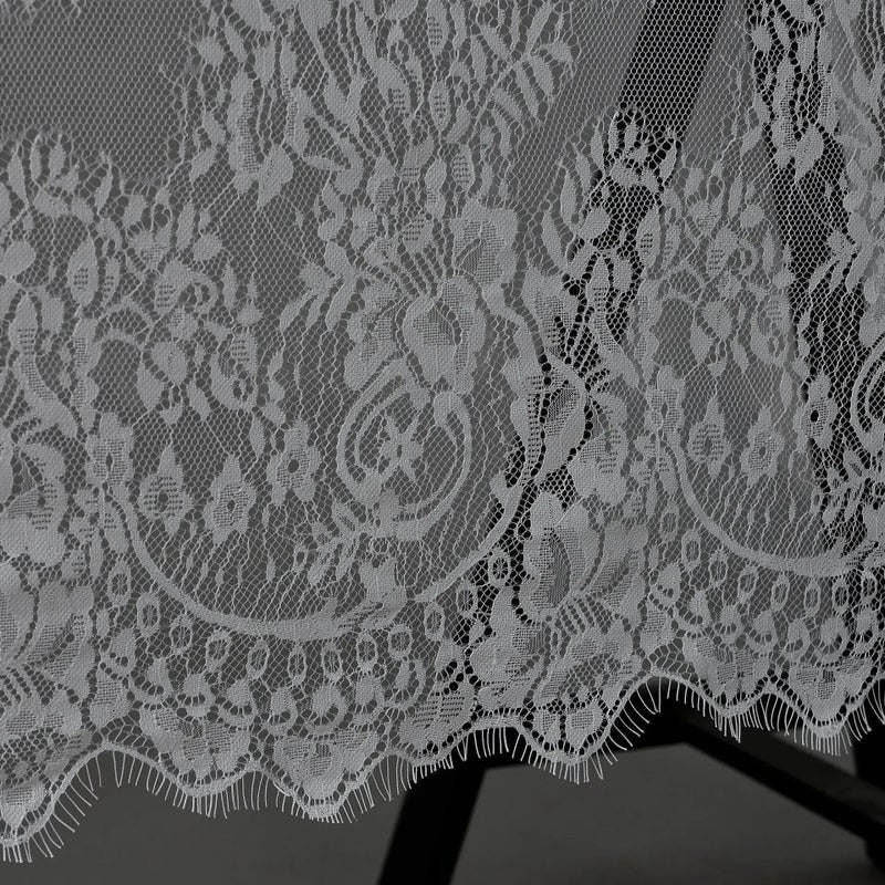 Y&D White and Black Floral Embroidered Table Runner with Vintage Lace Trim – Elegant Table Cover for Weddings, Parties, and Home Decor - Image 3