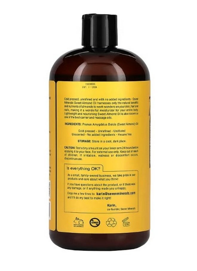 Seven Minerals - Sweet Almond Oil Cold Pressed and Unrefined Unscented 32 fl oz 950 ml - Image 1