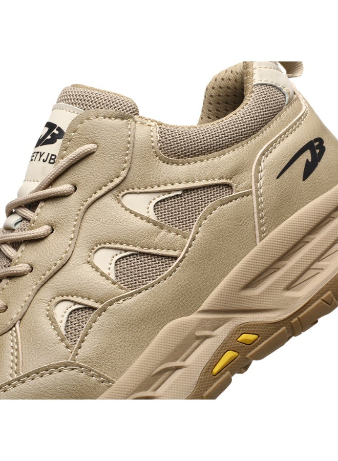 9KSAFETYJB Breathable labor protection shoes, anti-smash and anti-puncture steel toe safety shoes, comfortable and wear-resistant work shoes, lightweight adventure sports shoes khaki - Image 4