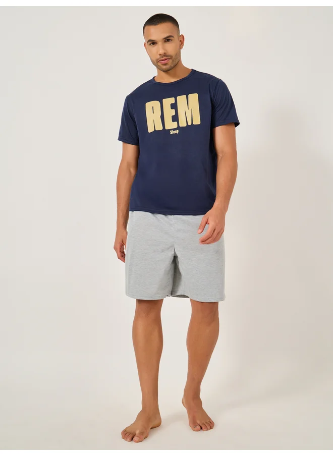 Styli Styli Unwind Slogan Printed T-Shirt and Solid Shorts Set
