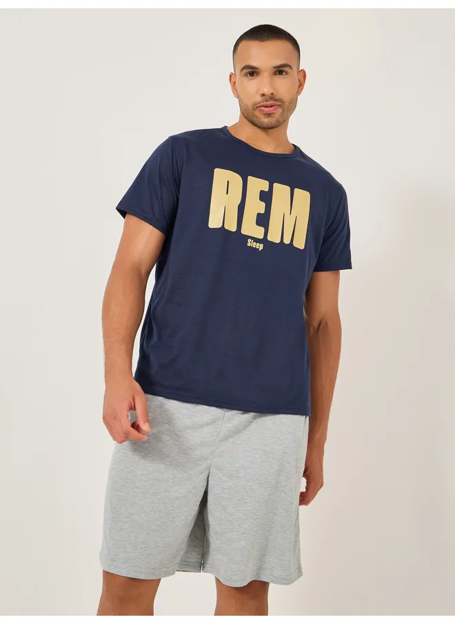 Styli Styli Unwind Slogan Printed T-Shirt and Solid Shorts Set