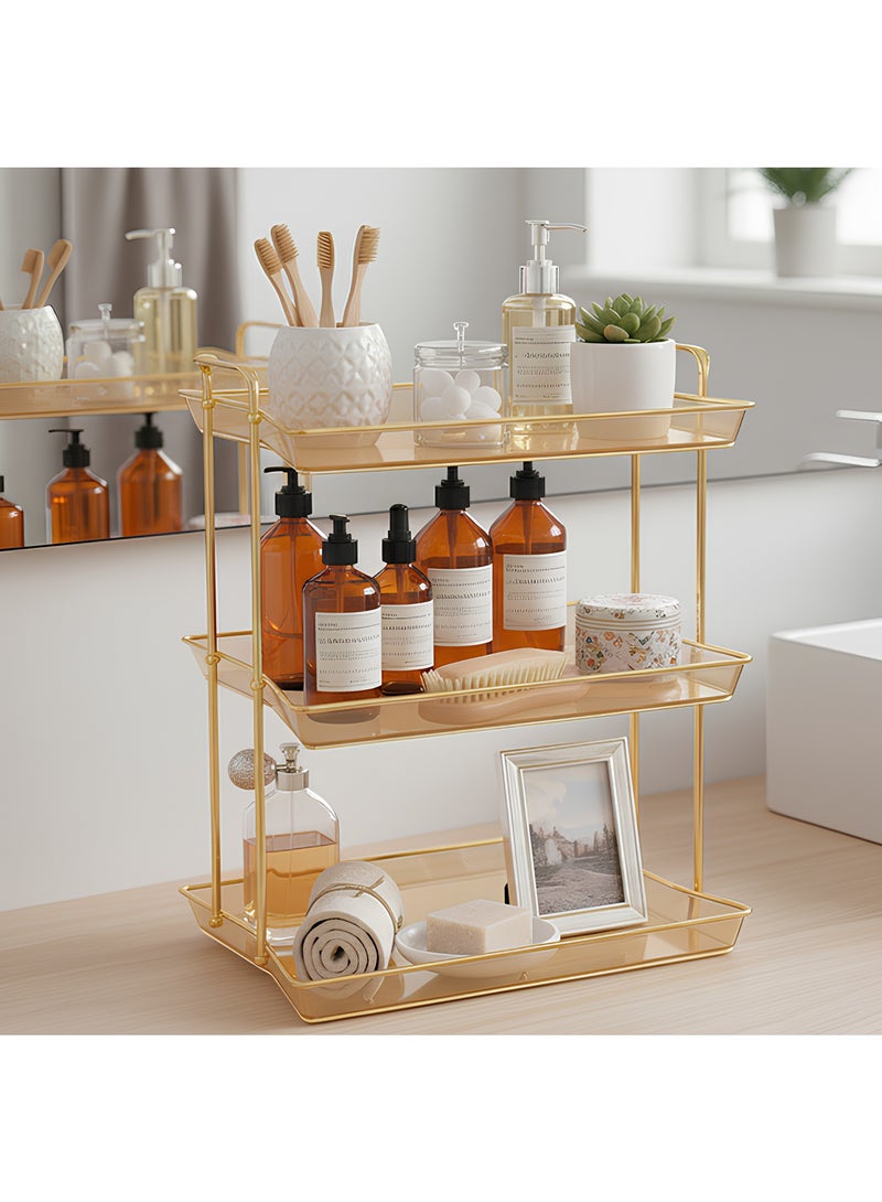 كوزي نست صواني تقديم الفاكهة متعددة الطبقات بمقابض ذهبية، أطباق طاولة مستديرة للديكور المنزلي للطعام، وحفلات الكيك، وحامل المعجنات، والكوكتيل، وتناول الطعام والقهوة - Image 3