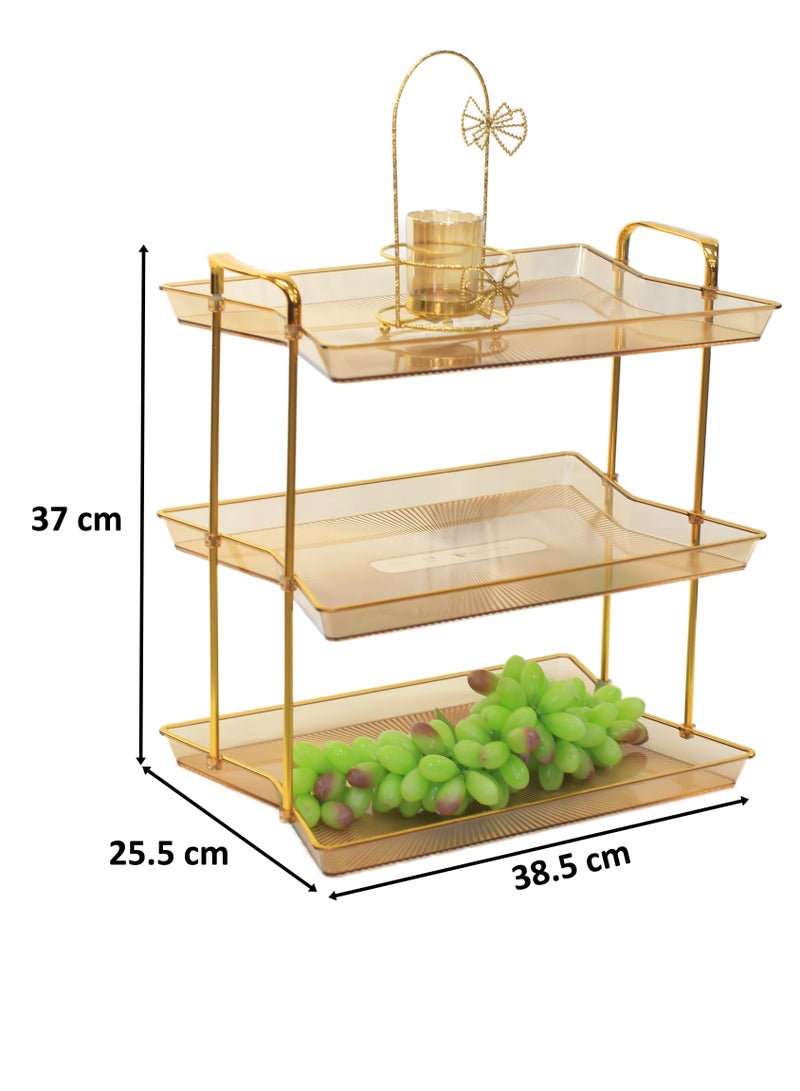 كوزي نست صواني تقديم الفاكهة متعددة الطبقات بمقابض ذهبية، أطباق طاولة مستديرة للديكور المنزلي للطعام، وحفلات الكيك، وحامل المعجنات، والكوكتيل، وتناول الطعام والقهوة - Image 5