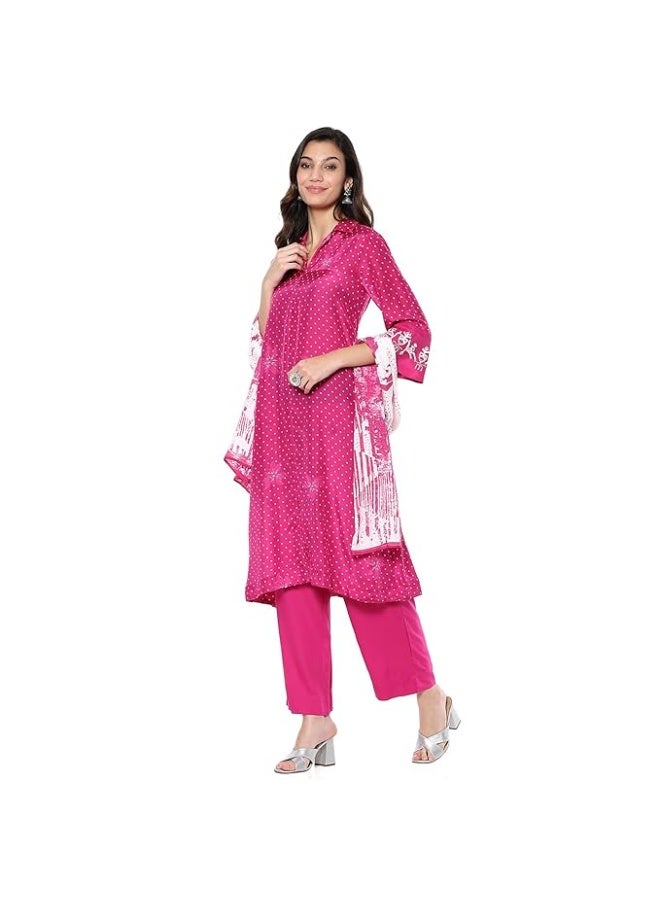 BIBA Women Modal Bandana Printed A-Line Suit Set M - Image 4