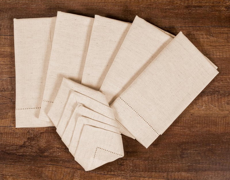 Light & Pro Lightnpro Flax Linen Napkins Set of 12 – Hemstitched Dinner Cloth Napkins, Washable and Reusable Natural Flax Napkins for Dining, Parties, Weddings, Holiday & Everyday Use – 18x18 Inch Natural Color - Image 4
