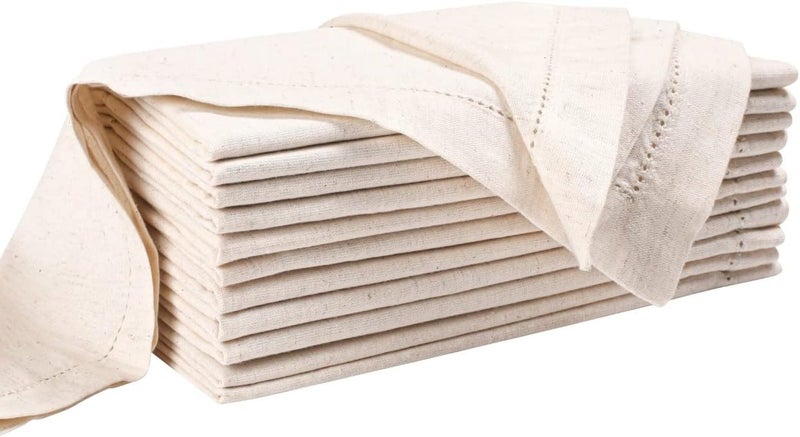 Light & Pro Lightnpro Flax Linen Napkins Set of 12 – Hemstitched Dinner Cloth Napkins, Washable and Reusable Natural Flax Napkins for Dining, Parties, Weddings, Holiday & Everyday Use – 18x18 Inch Natural Color - Image 3