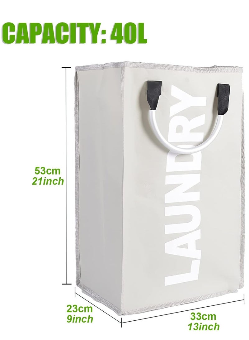 راكسوم سلة غسيل سعة 40 لترًا، حقيبة غسيل قابلة للطي، سلة غسيل، حقيبة غسيل قابلة للطي، بيج - Image 2