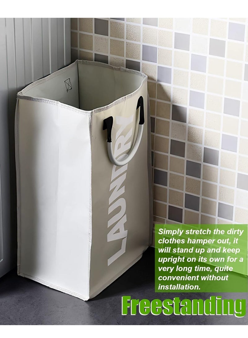 راكسوم سلة غسيل سعة 40 لترًا، حقيبة غسيل قابلة للطي، سلة غسيل، حقيبة غسيل قابلة للطي، بيج - Image 3