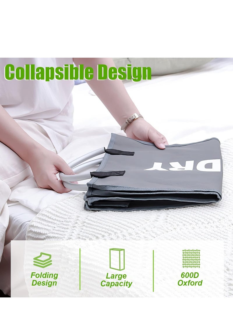 راكسوم سلة غسيل سعة 40 لترًا، حقيبة غسيل قابلة للطي، سلة غسيل، حقيبة غسيل قابلة للطي، بيج - Image 5