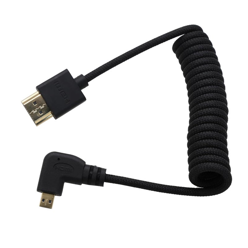 كابل بزاوية يسرى من Micro HDMI إلى HDMI 8K 4K 60p ملفوف لـ Ninja V Monitor، Sony A7C R، Canon R6 mkII، XT30II، Lumix S9 Camera، النوع A إلى النوع D، بربطانة سوداء - Image 5