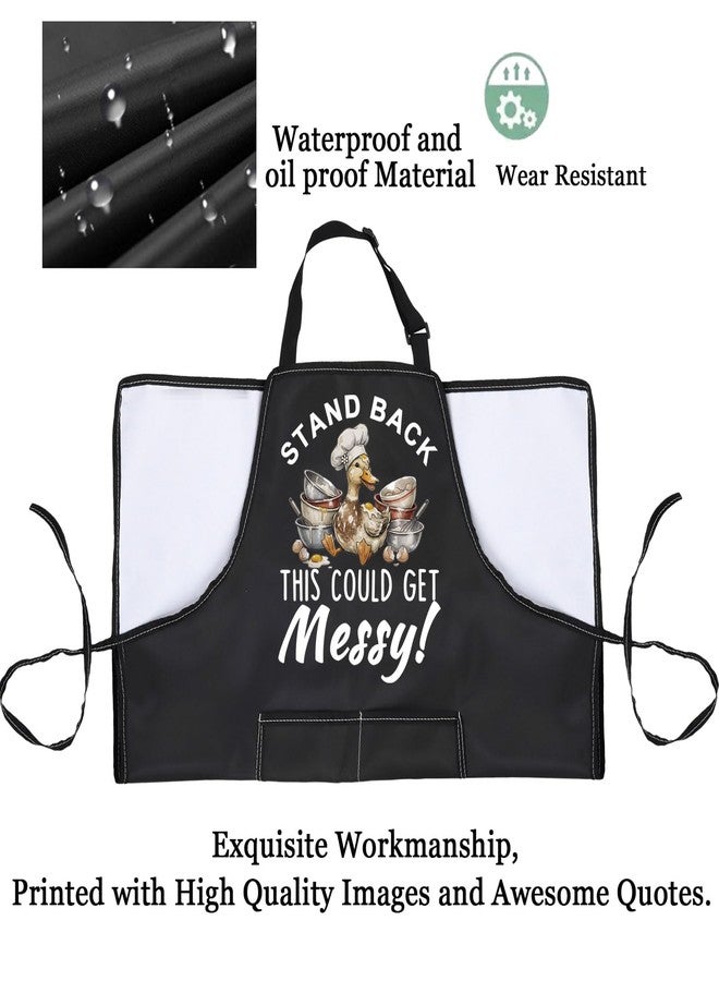 PXTIDY Funny Goose Baking Apron Stand Back This Could Get Messy Apron Goose Lover Baker Gift Silly Chef Cooking Gift - Image 3