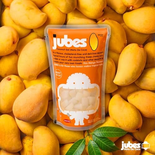 Jubes Mango Nata De Coco Jelly Cubes 127 oz Pack of 6  Mango Coconut Jelly Cubes for Sago  Coconut Gel in Syrup Toppings for Fruit Tea Boba Bubble Tea Drinks Desserts Yogurt Ice Cream Beverage - Image 5