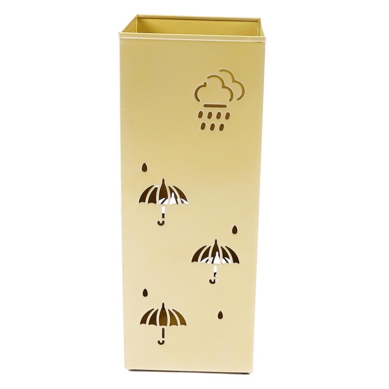 Metal Umbrella Stand: Gold Premium Powder Coated Steel - Rustproof Waterproof Space Saving Hollow Design Umbrella Holder for Entryway Home Office - Image 1