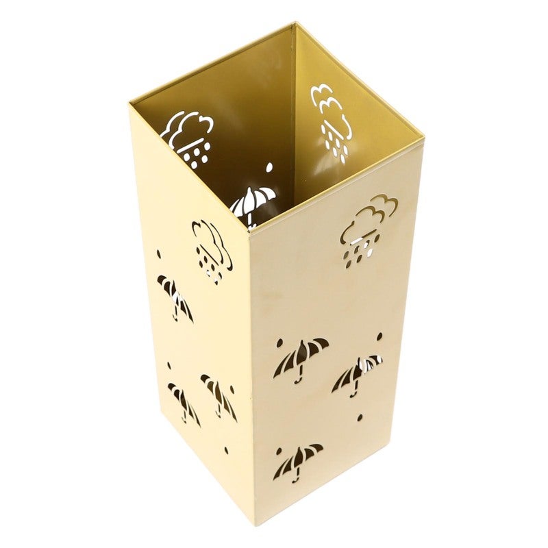 Metal Umbrella Stand: Gold Premium Powder Coated Steel - Rustproof Waterproof Space Saving Hollow Design Umbrella Holder for Entryway Home Office - Image 4