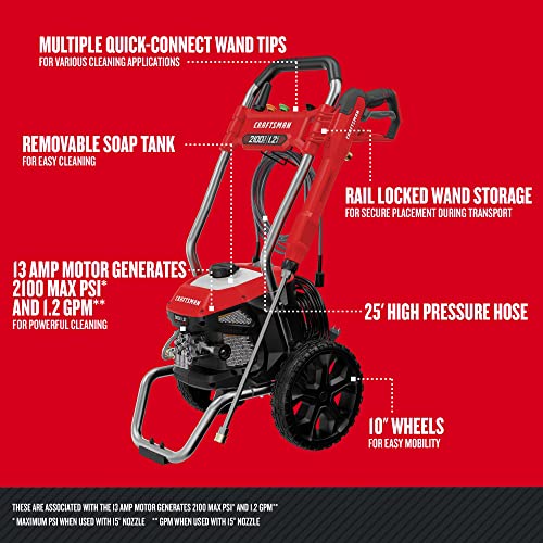 CRAFTSMAN Electric Pressure Washer, Cold Water, 2100-PSI, 1.2 GPM, Corded (CMEPW2100) - Image 2