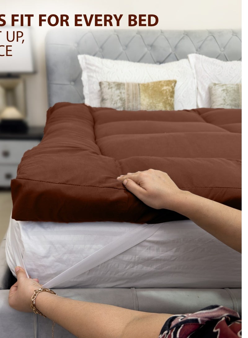 DORMICO Microfiber Mattress Topper | 1000 GSM Ultra-Soft Mattress Enhancer with 4 Sided Elastic Bands | Comfy Microfiber Bed Topper for All Bed Sizes. (White [Thickness 10cm], 90 x 190) - Image 2