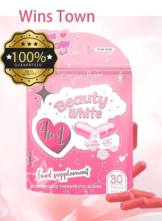 Wins Town Beauty White 4 In 1 With Glutathione Hydrolyzed Collagen Vitamin,Food Supplement 30 Capsules  - Image 1
