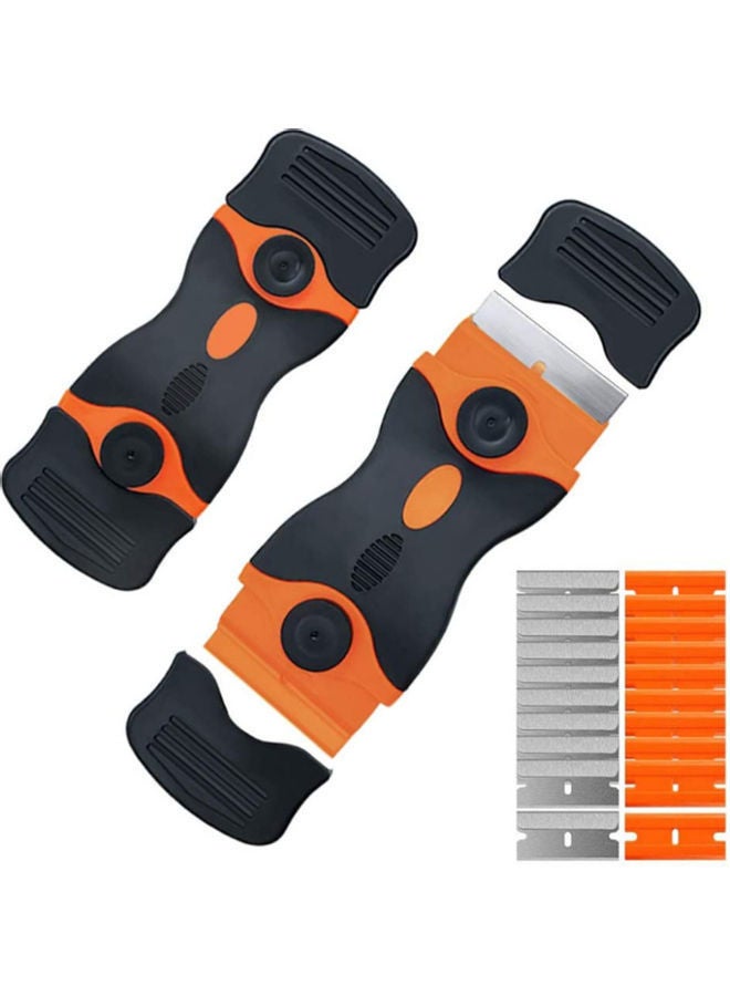 NIBEMINENT Mini Razor Scraper For Removing Glue Residue With 20 Blades Black/Orange/Silver - Image 1