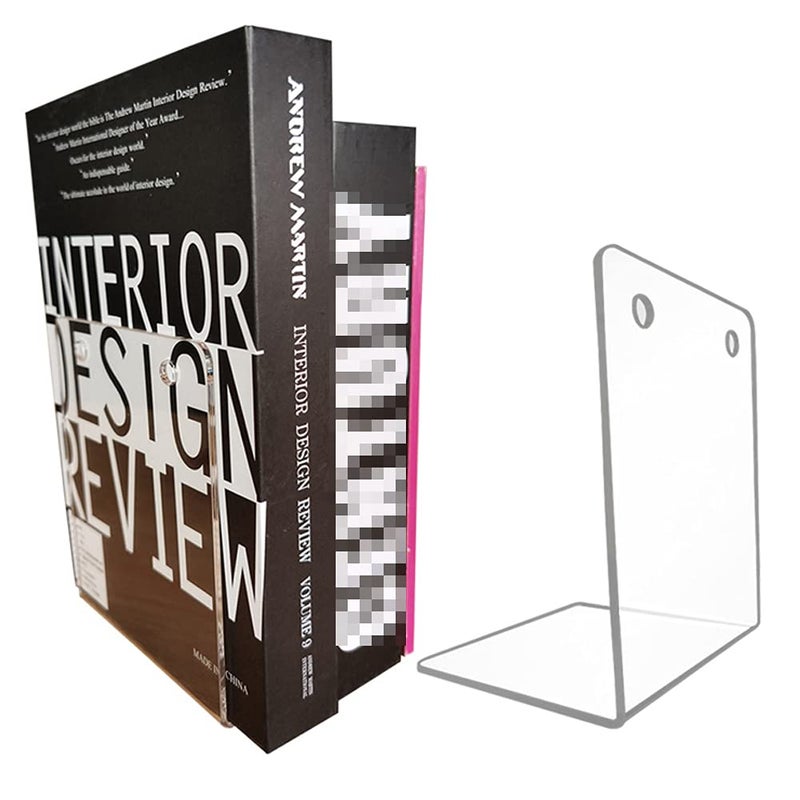 esowemsn 2pcs L Shaped Clear Acrylic Book Stand Display Book Stand Holder Bookshelf Table Menu Display Stand Holder Notebooks Table Picture Album and Brochure Holder - Image 5