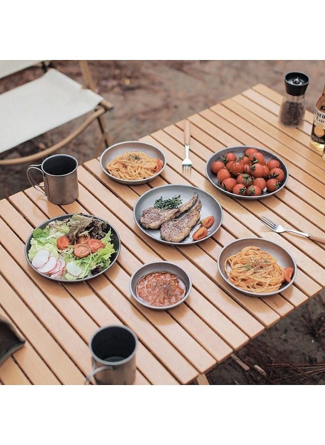 Generic - Ultralight Titanium Plate Camping Dishes Metal Saucer Outdoor Tableware Picnic Plates Portable Cutlery 117mm - Image 1