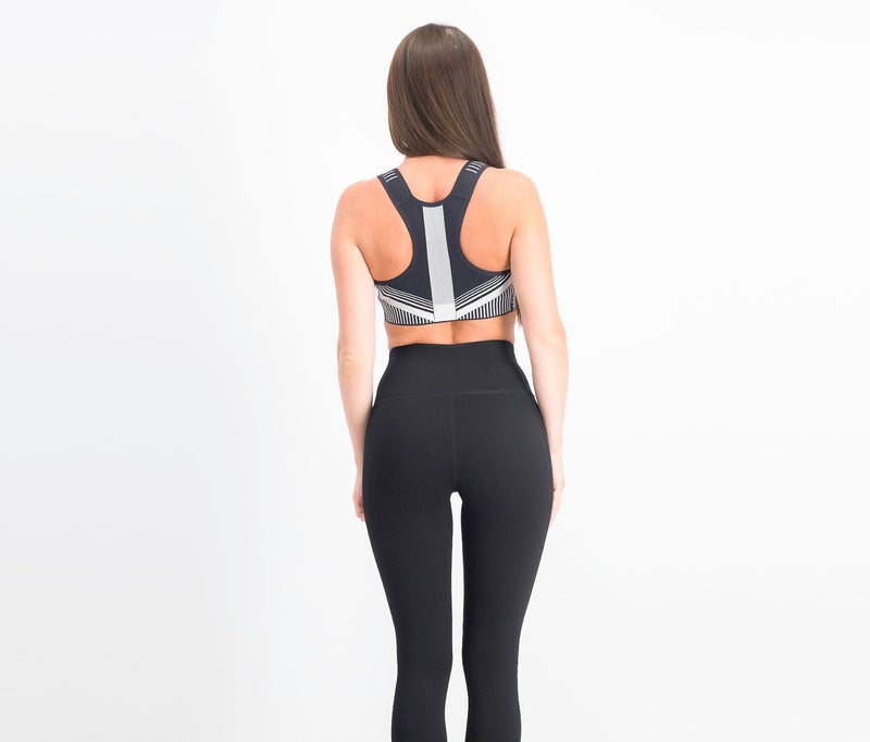 Nike Women Flyknit High,Impact Racerback Sports Bra, Black and Platinum - Image 3