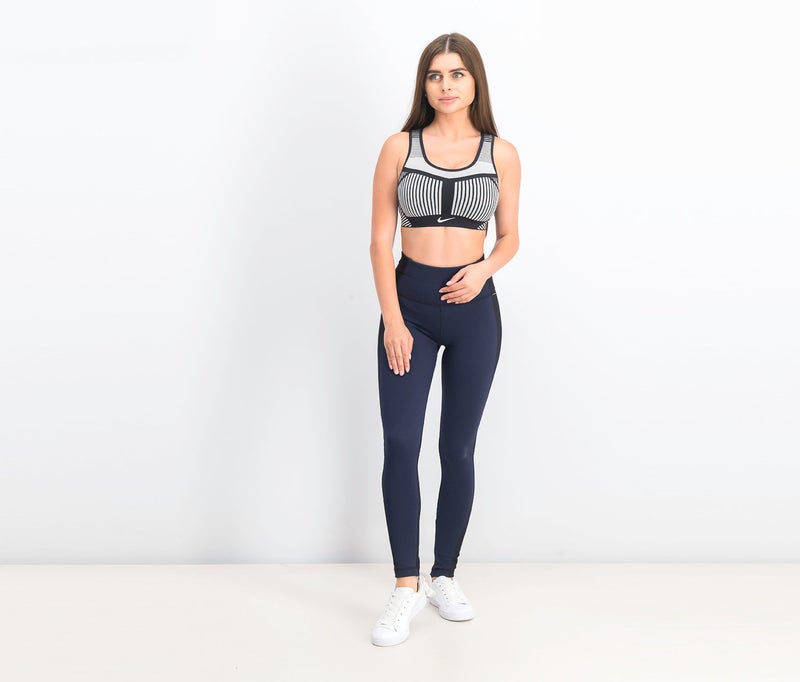 Nike Women Flyknit High,Impact Racerback Sports Bra, Black and Platinum - Image 2