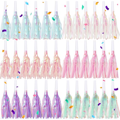 GDZRDFLH 36 pcs Party Blowers Noise Makers Glitter Metallic Fringed Party Horns for Birthday Blow Horns Graduation Sporting Favors Supplies - Image 1