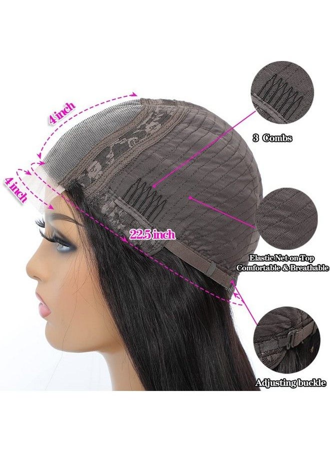 Beauhair Lace Front Wigs Human Hair 4X4 Lace Closure Wig Straight Human Hair Wigs For Black Women 150% Destiny Brazilian Virgin Pre Plucked With Baby Hair Natural Black (24 Inch Straight Wig)  - Image 4