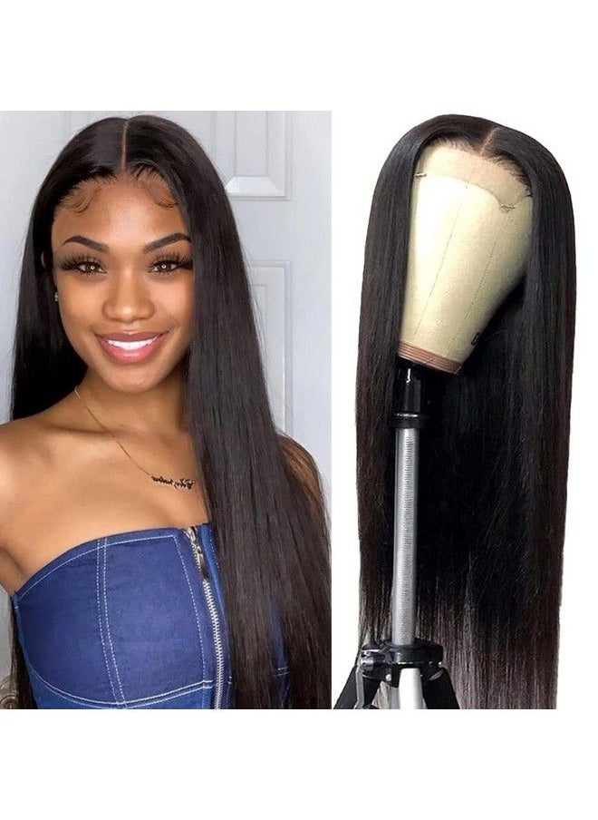 Beauhair Lace Front Wigs Human Hair 4X4 Lace Closure Wig Straight Human Hair Wigs For Black Women 150% Destiny Brazilian Virgin Pre Plucked With Baby Hair Natural Black (24 Inch Straight Wig)  - Image 2