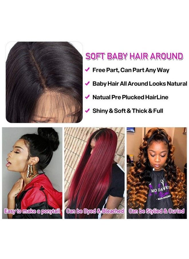 Beauhair Lace Front Wigs Human Hair 4X4 Lace Closure Wig Straight Human Hair Wigs For Black Women 150% Destiny Brazilian Virgin Pre Plucked With Baby Hair Natural Black (24 Inch Straight Wig)  - Image 5