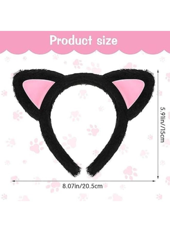TEMPO 2-Pcs Cute Cat Ears Headband -  Plush Fuzzy Hairband for Cosplay, Makeup, Yoga, Spa, Halloween Parties & Photo Props | Fashion Hair Accessories - One Size Fits Most - Image 2