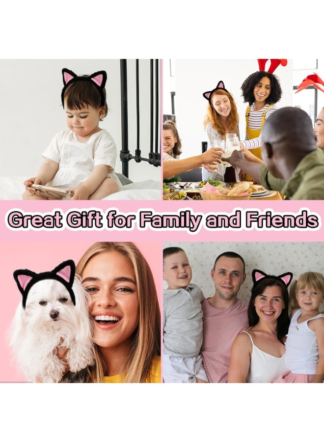 TEMPO 2-Pcs Cute Cat Ears Headband -  Plush Fuzzy Hairband for Cosplay, Makeup, Yoga, Spa, Halloween Parties & Photo Props | Fashion Hair Accessories - One Size Fits Most - Image 3