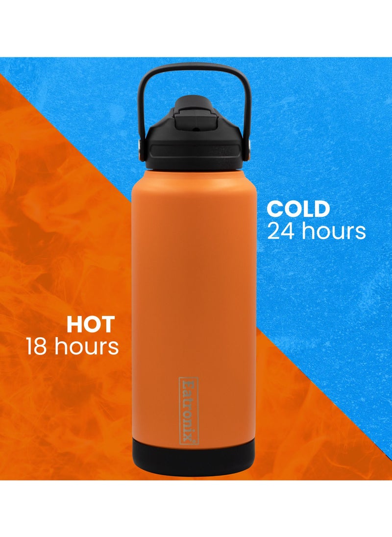 Eatronix - 32oz Insulated Water Bottle with Straw Lid and Silicone Boots - Keeps Drinks Cold 24hrs, Hot 18hrs - Vacuum Insulated Double Walls, 18/8 Stainless Steel, BPA-Free - Great for Travel, Sports, Gym - Image 1