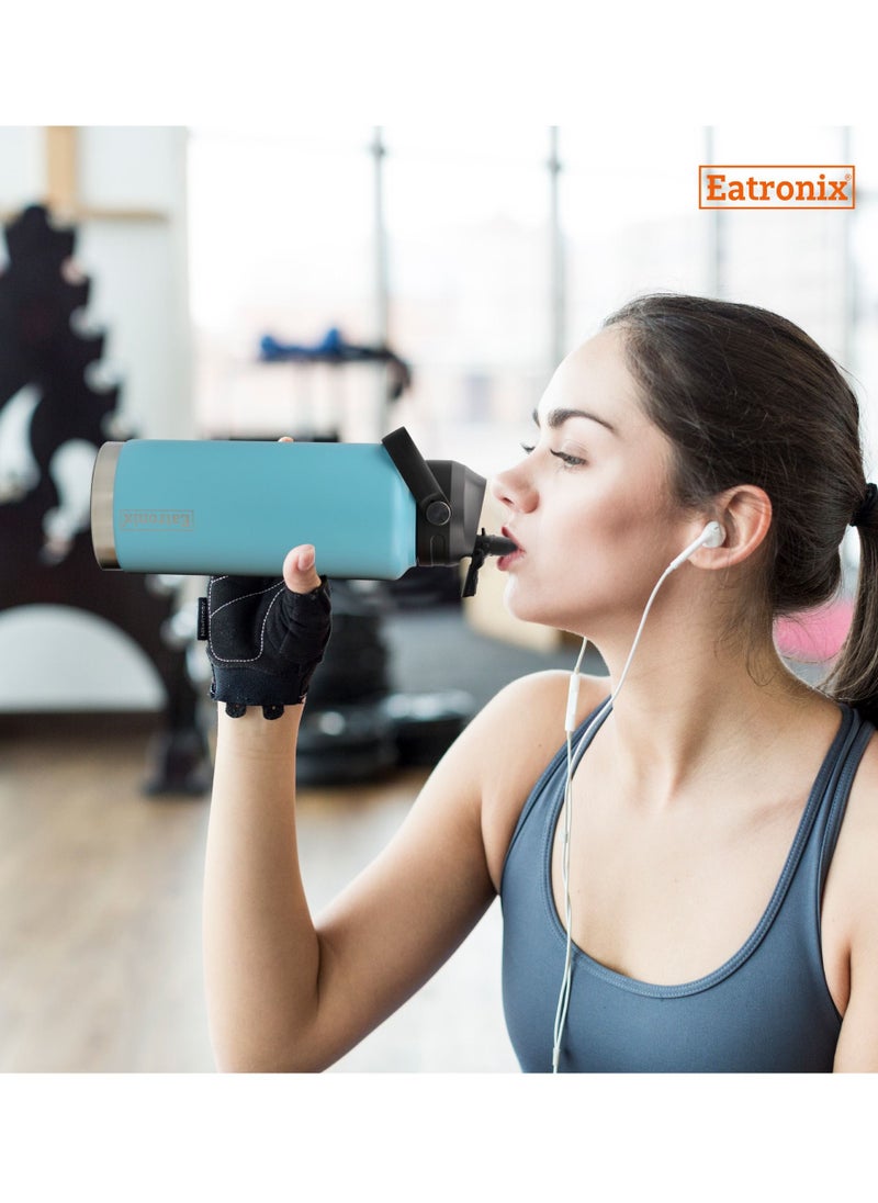Eatronix - 32oz Insulated Water Bottle with Straw Lid and Silicone Boots - Keeps Drinks Cold 24hrs, Hot 18hrs - Vacuum Insulated Double Walls, 18/8 Stainless Steel, BPA-Free - Great for Travel, Sports, Gym - Image 1