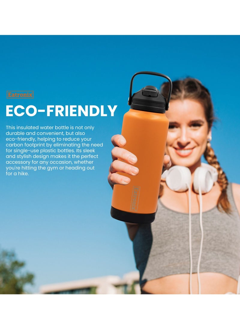 Eatronix - 32oz Insulated Water Bottle with Straw Lid and Silicone Boots - Keeps Drinks Cold 24hrs, Hot 18hrs - Vacuum Insulated Double Walls, 18/8 Stainless Steel, BPA-Free - Great for Travel, Sports, Gym - Image 1