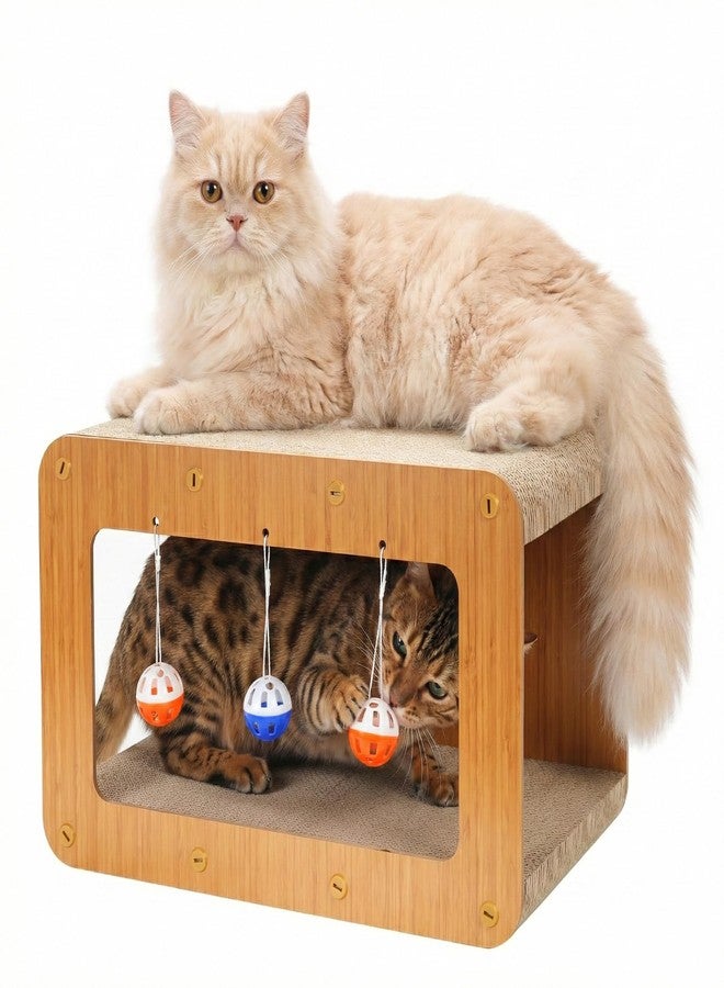 Avont Cat Scratcher House, 2-in-1 Scratch Cardboard & Scratching Pad for Indoor Cats, Double-Layer Scratch Box and Corrugated Board for Kitty -Straight - Image 1