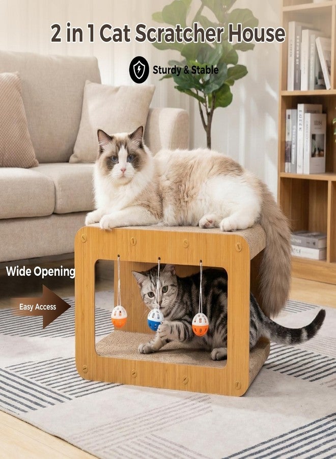 Avont Cat Scratcher House, 2-in-1 Scratch Cardboard & Scratching Pad for Indoor Cats, Double-Layer Scratch Box and Corrugated Board for Kitty -Straight - Image 4
