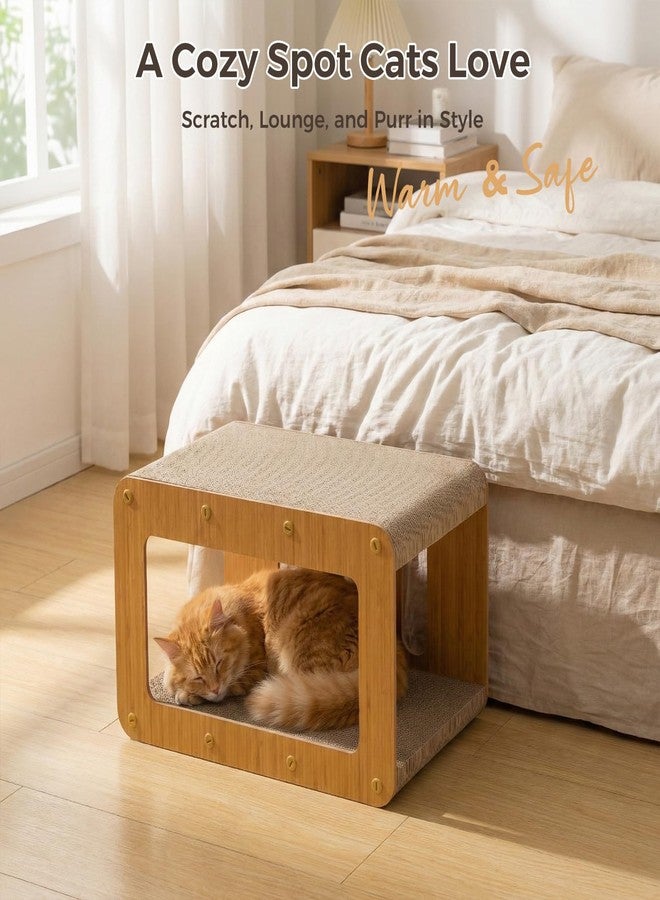 Avont Cat Scratcher House, 2-in-1 Scratch Cardboard & Scratching Pad for Indoor Cats, Double-Layer Scratch Box and Corrugated Board for Kitty -Straight - Image 2