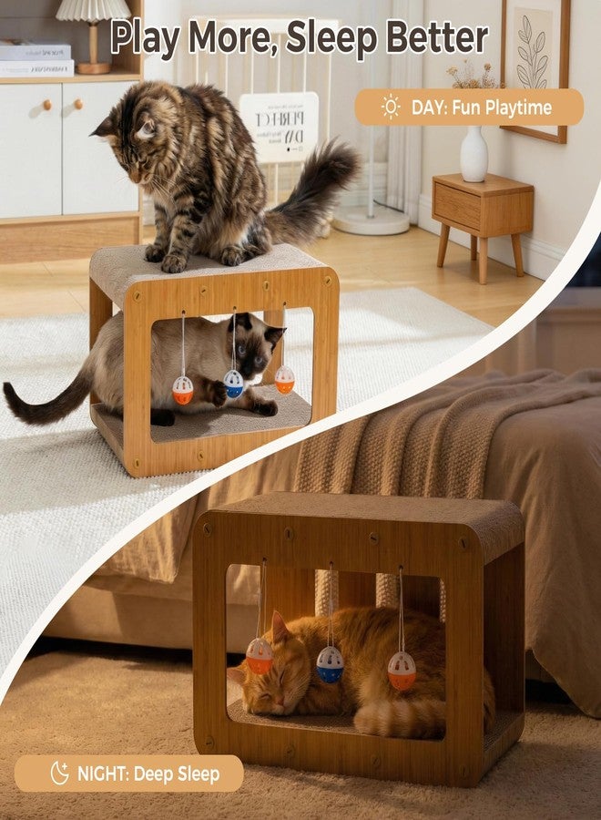 Avont Cat Scratcher House, 2-in-1 Scratch Cardboard & Scratching Pad for Indoor Cats, Double-Layer Scratch Box and Corrugated Board for Kitty -Straight - Image 3