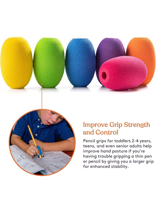 HY Special Supplies Egg Pen-Pencil Grips for Kids and Adults Colorful, Cushioned Holders for Handwriting, Drawing, Coloring - Ergonomic Right or Left-Handed Use - Reusable (6-Pack) - Image 3