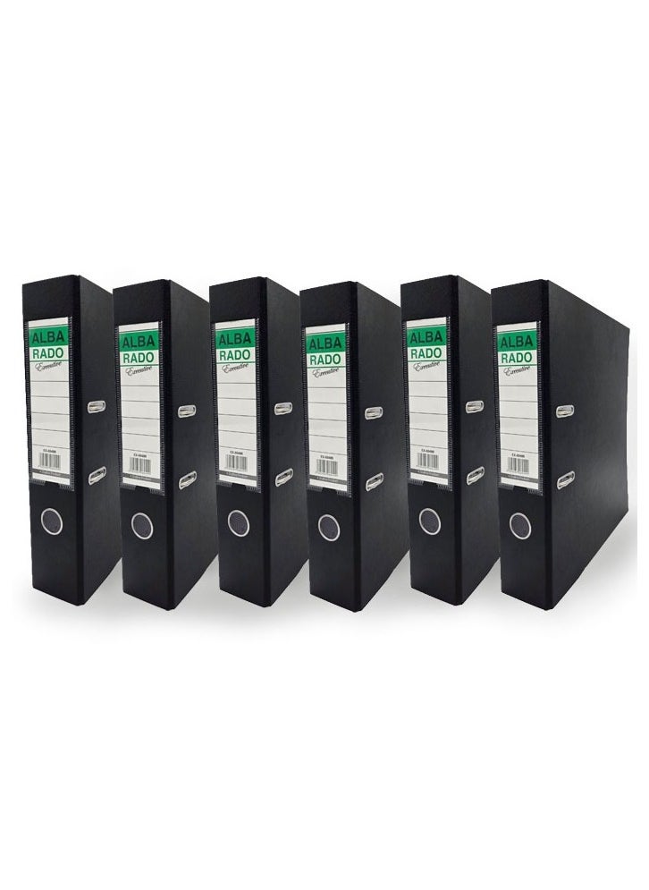 Alba Rado 6pcs Box File Alba Rado (Fixed) 3 inch (8cm spine) Size: F\S Color: Black with PVC (210x 330 mm)  - Image 1