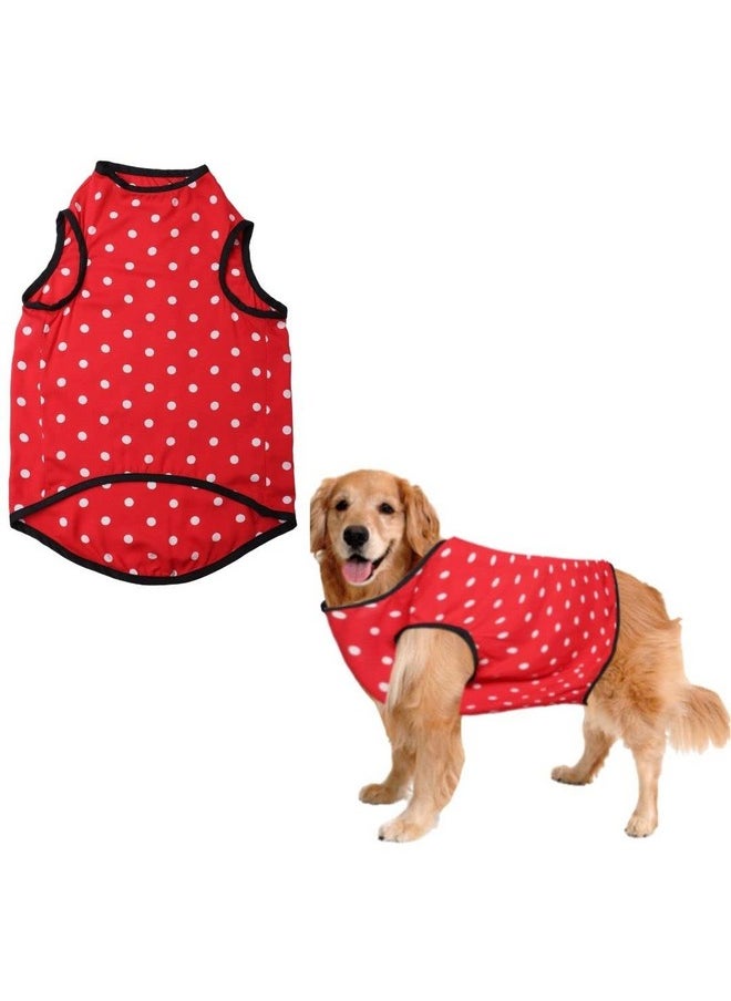 Sage Square Funky Soft Material Dog T-Shirt | Cool/Funky Print Pet | Soft Light Weight | Comfortable & Breathable Dog Clothing | Trendy Vest Outfit (Polka Red) (Large - 22Inch)  - Image 1
