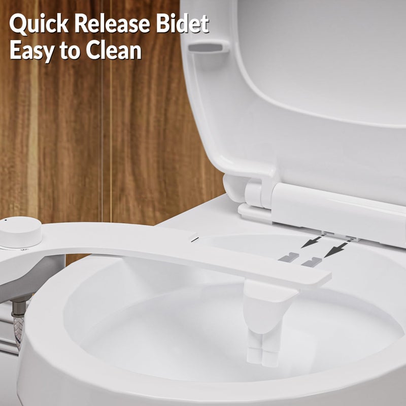 Clirass Bidet Toilet Seat Non-Electric,Fits Round Toilets - Soft Close Lid,Quick-Release for Easy Cleaning - Dual Nozzle System with Self Cleaning,Adjustable Water Pressure - Image 3