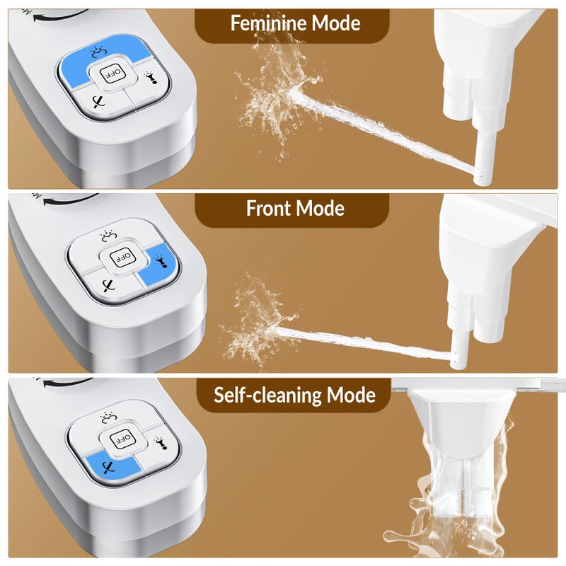 Clirass Bidet Toilet Seat Non-Electric,Fits Round Toilets - Soft Close Lid,Quick-Release for Easy Cleaning - Dual Nozzle System with Self Cleaning,Adjustable Water Pressure - Image 2