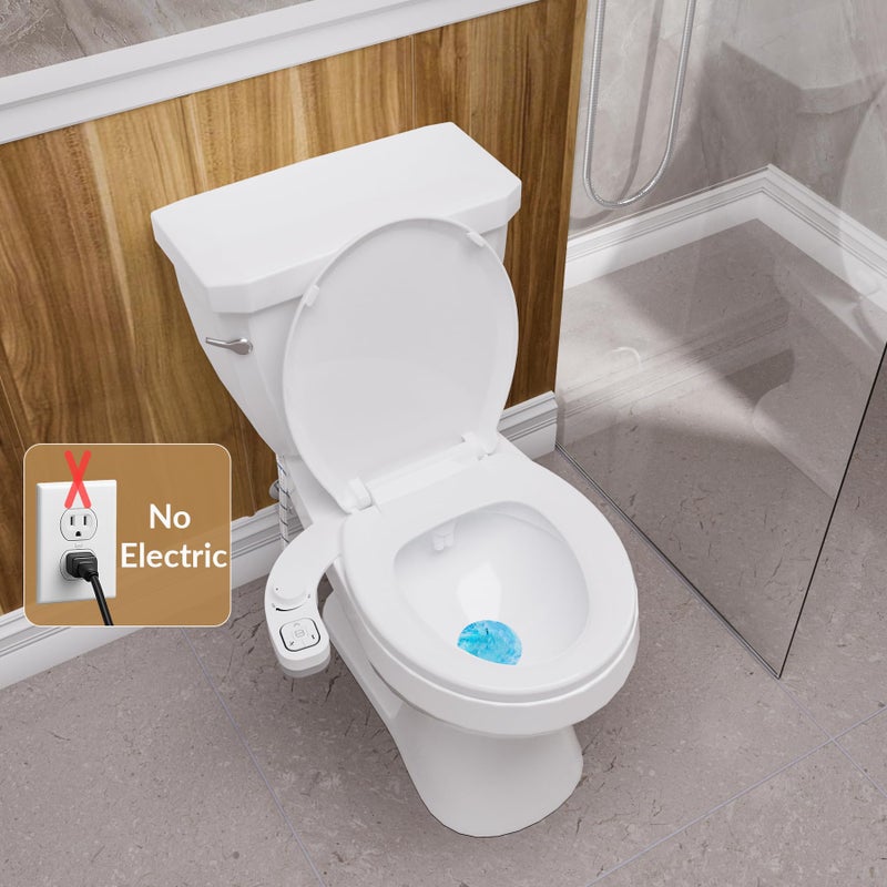 Clirass Bidet Toilet Seat Non-Electric,Fits Round Toilets - Soft Close Lid,Quick-Release for Easy Cleaning - Dual Nozzle System with Self Cleaning,Adjustable Water Pressure - Image 5