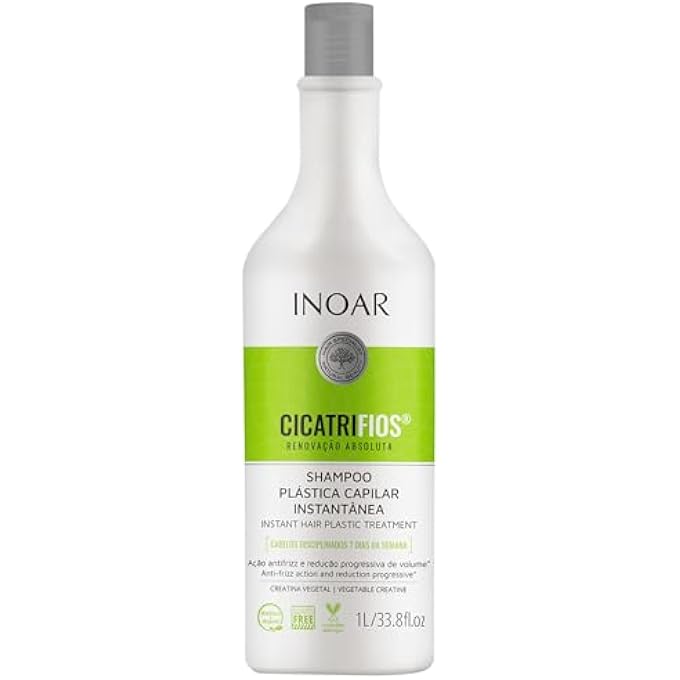 Inoar Cicatrifios Shampoo with RejuComplex3 & Deep Repair Formula for Damaged Hair, Frizz Control & Renewed Softness, 33.8 Fl Oz
