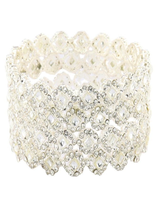 NMII Stylish Alloy Gold Plated Kada Set Women & Girls With Diamond Stone & Zig-Zag Pattern | Trendy Jewelry Kada Set For Women | Wedding Metal Bangles - Pack Of 4 Kada - Image 3