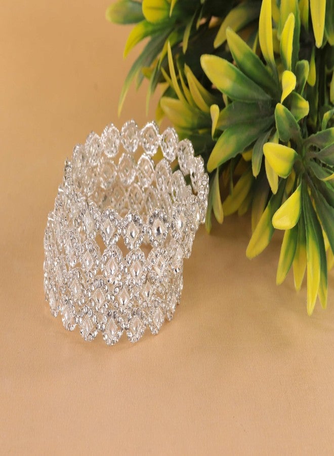 NMII Stylish Alloy Gold Plated Kada Set Women & Girls With Diamond Stone & Zig-Zag Pattern | Trendy Jewelry Kada Set For Women | Wedding Metal Bangles - Pack Of 4 Kada - Image 5